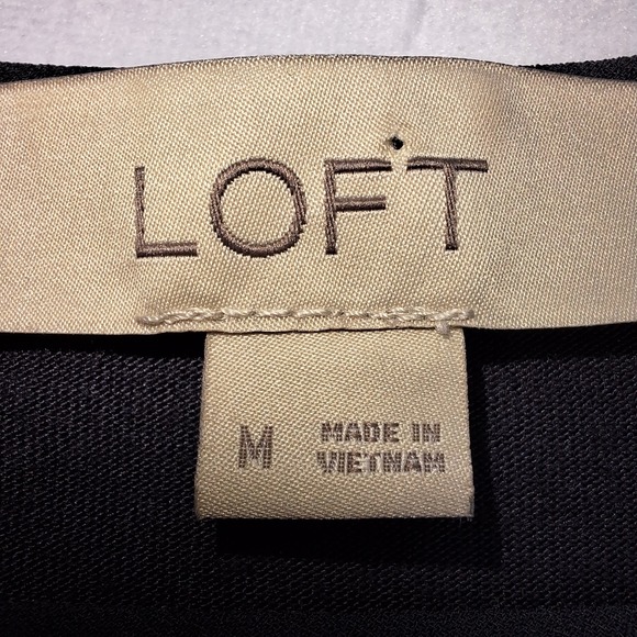 LOFT Blouse Womens Medium Gray Flowy Long Split Sleeve Tie Cuff - Picture 3 of 7